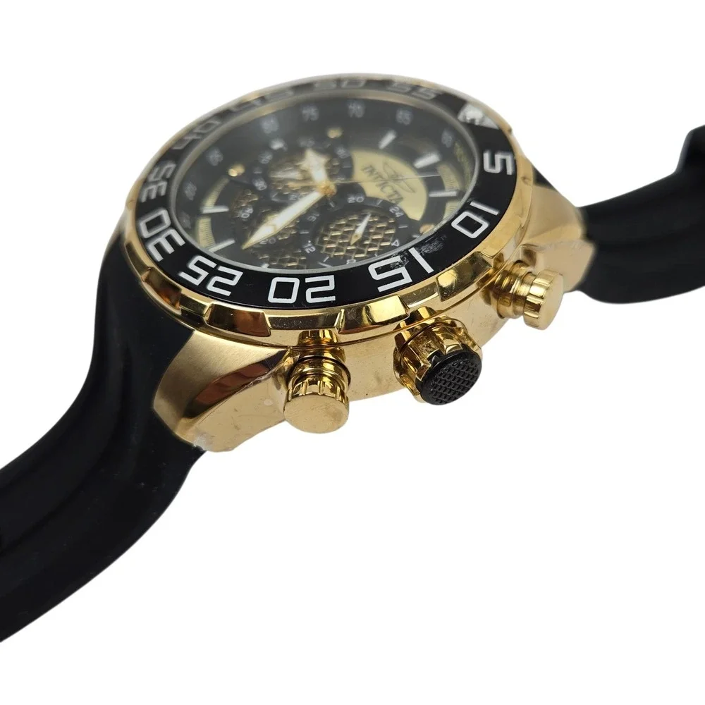 Invicta Men's Speedway Quartz Chrono 100m Gold Tone & Silicone Watch 26301 NICE